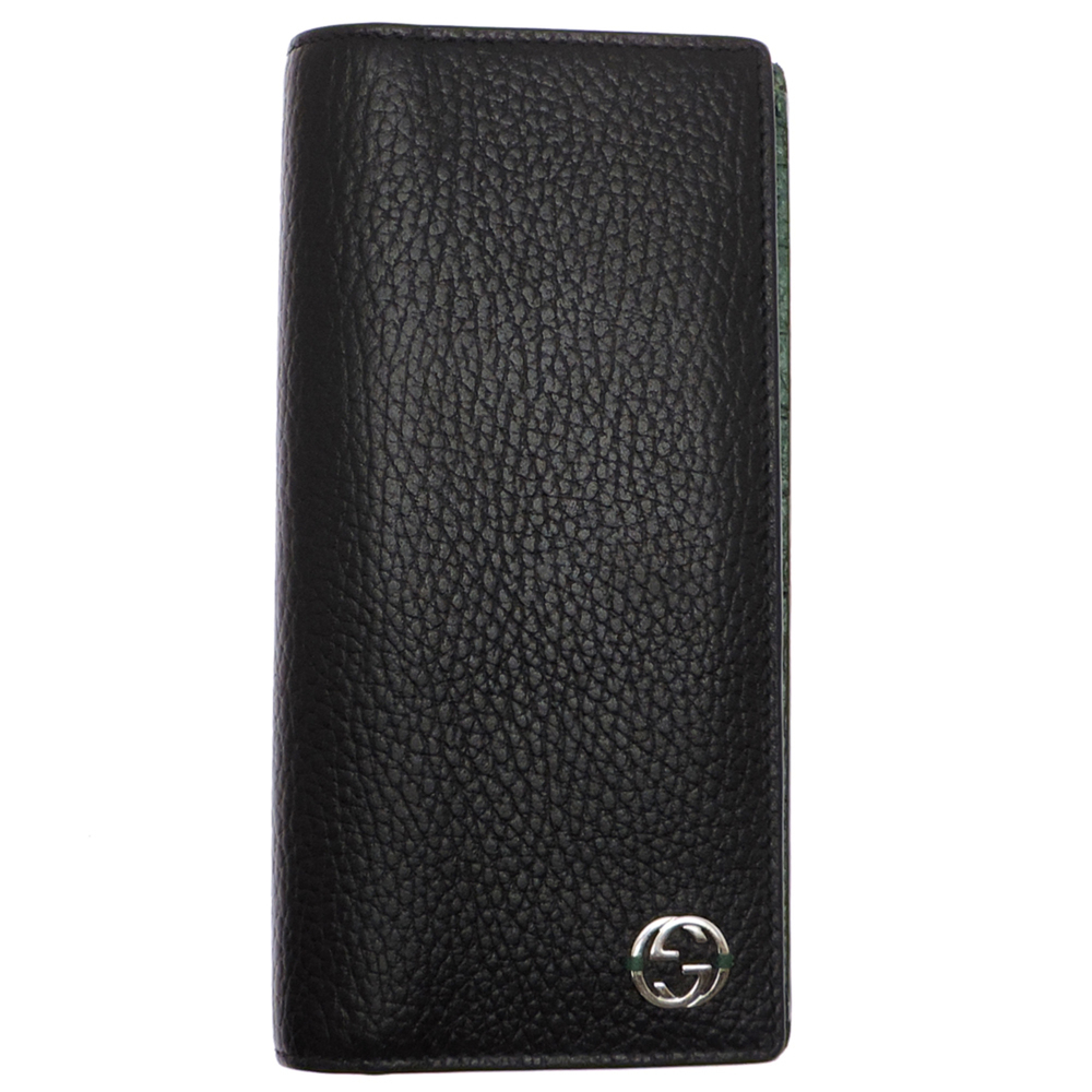 Gucci Interlocking G Outlet Men's Long Wallet 610467 Leather Black